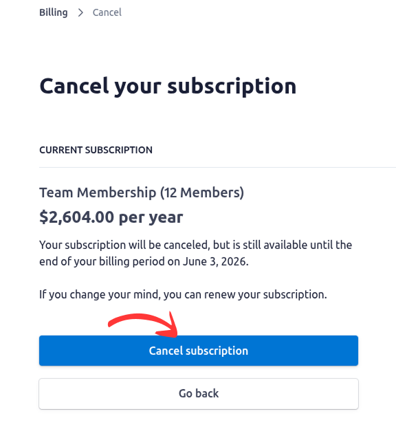 Cancel subscription
